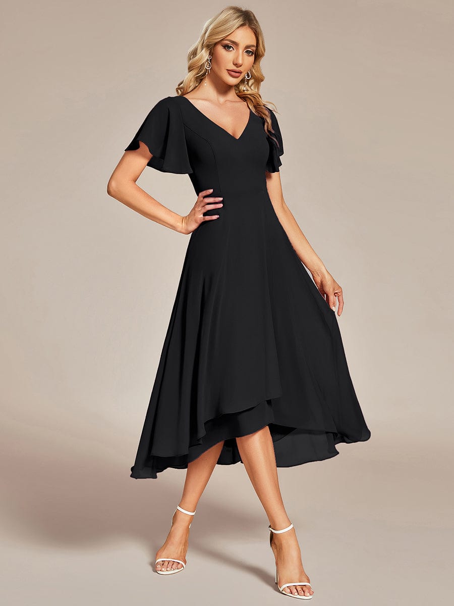Chiffon Cocktail Dress with Asymmetrical Hem