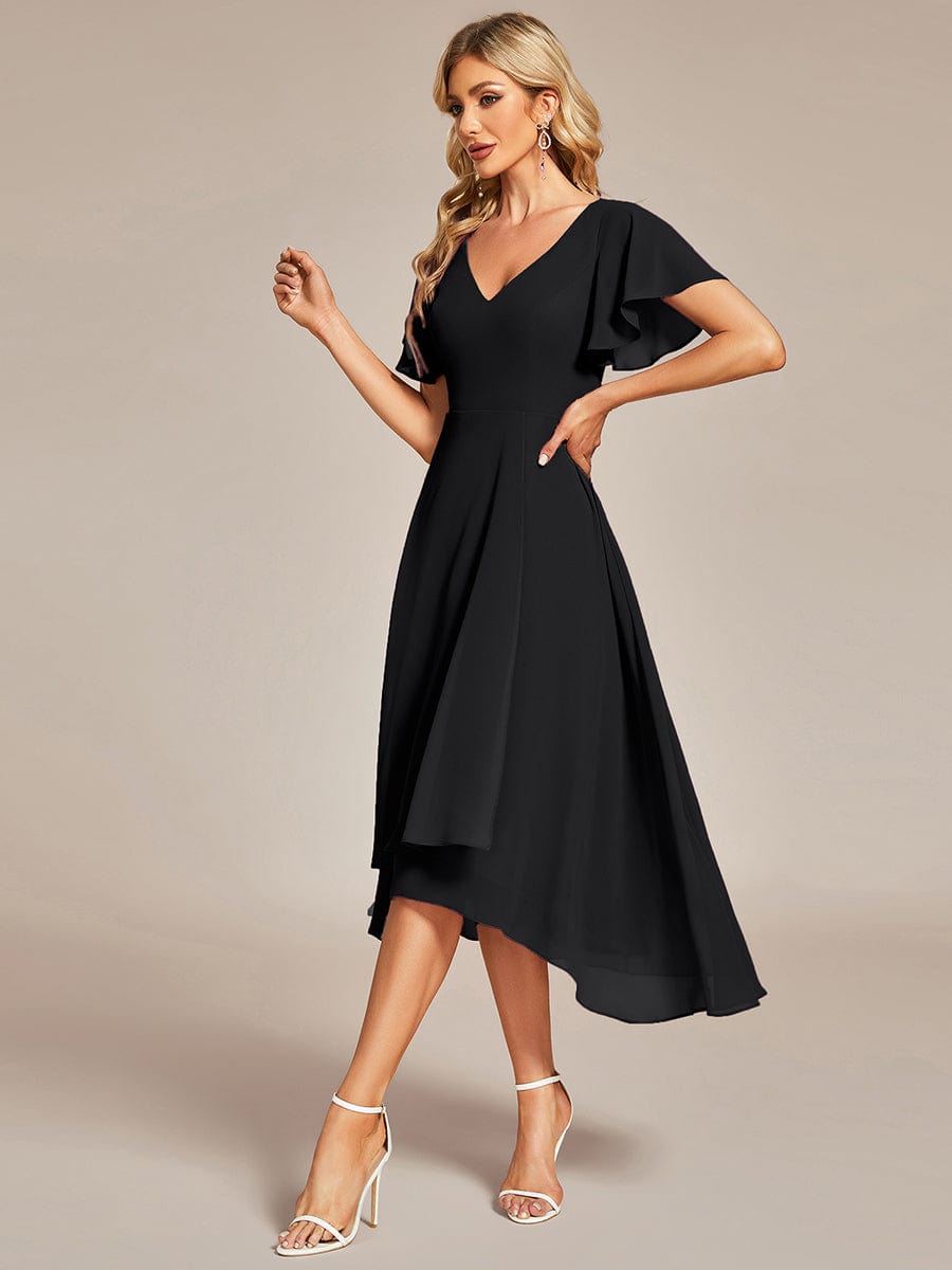 Chiffon Cocktail Dress with Asymmetrical Hem
