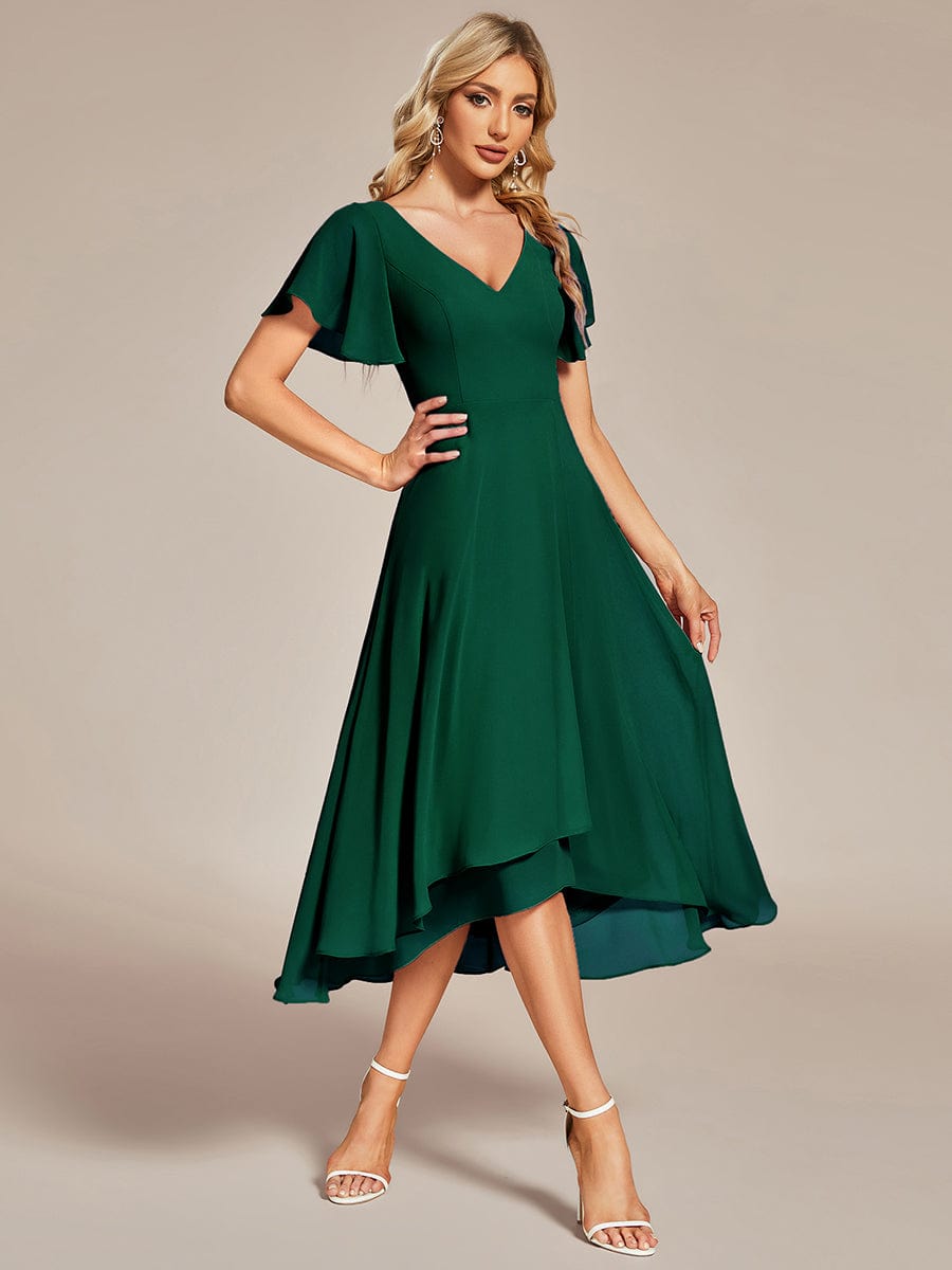 Chiffon Cocktail Dress with Asymmetrical Hem