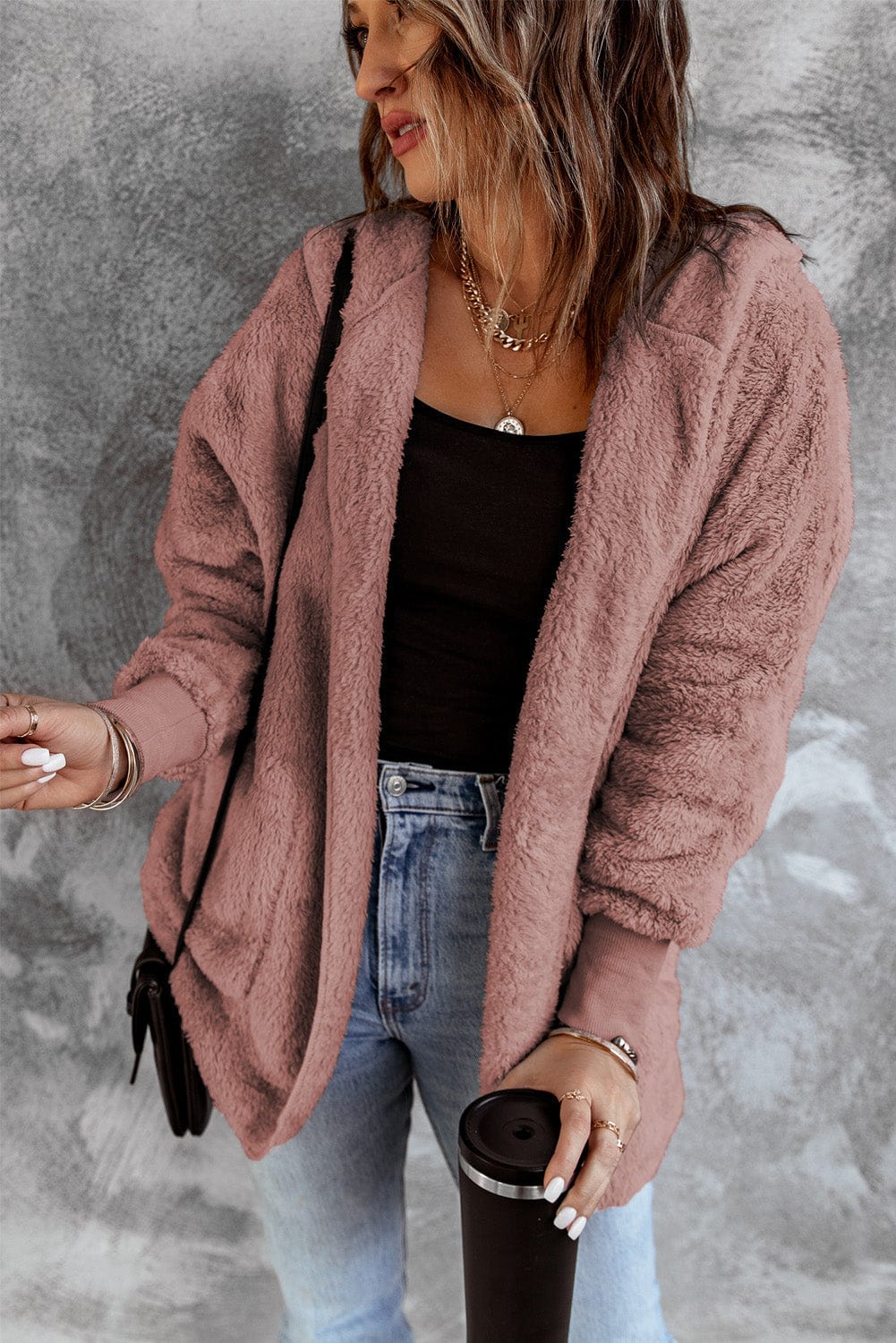 Long-Sleeve Corduroy Button-Down Shirt with Houndstooth