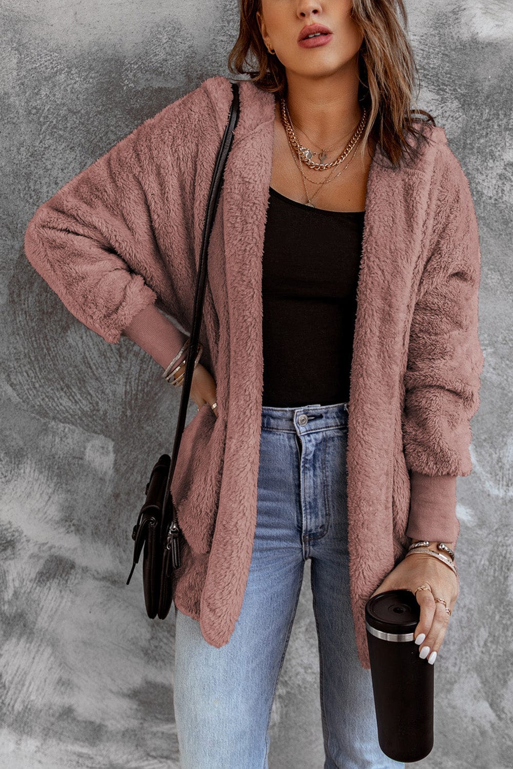 Long-Sleeve Corduroy Button-Down Shirt with Houndstooth