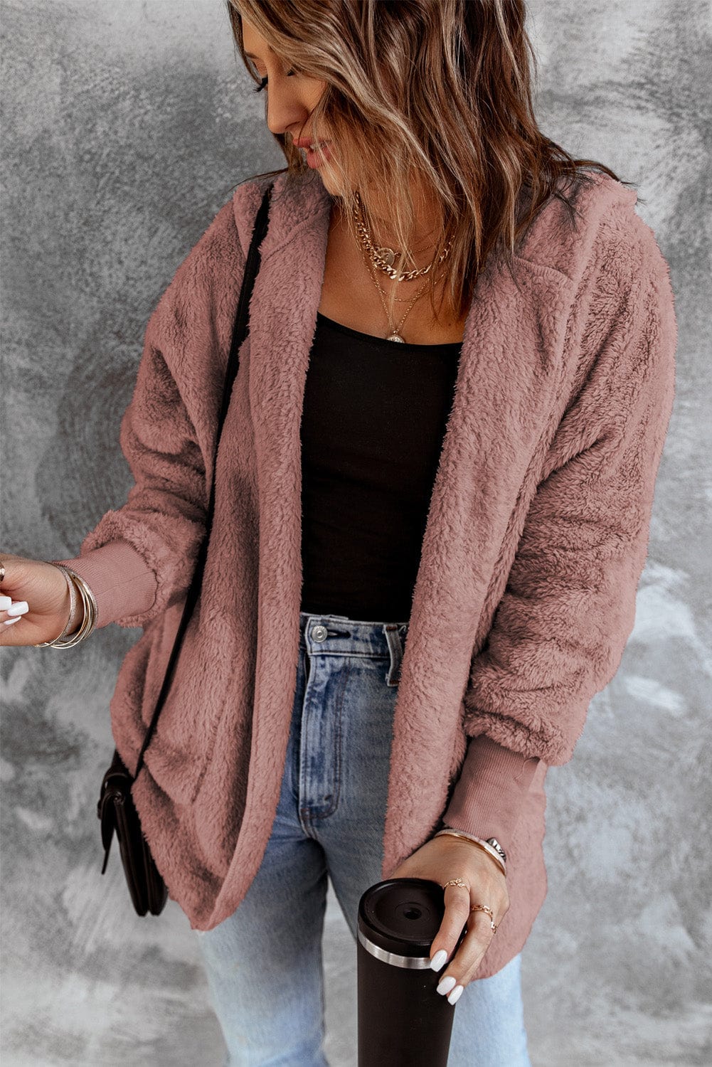 Long-Sleeve Corduroy Button-Down Shirt with Houndstooth