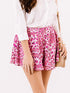 Fluttering Rose Leopard Print Casual Shorts