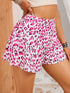 Fluttering Rose Leopard Print Casual Shorts