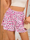 Fluttering Rose Leopard Print Casual Shorts