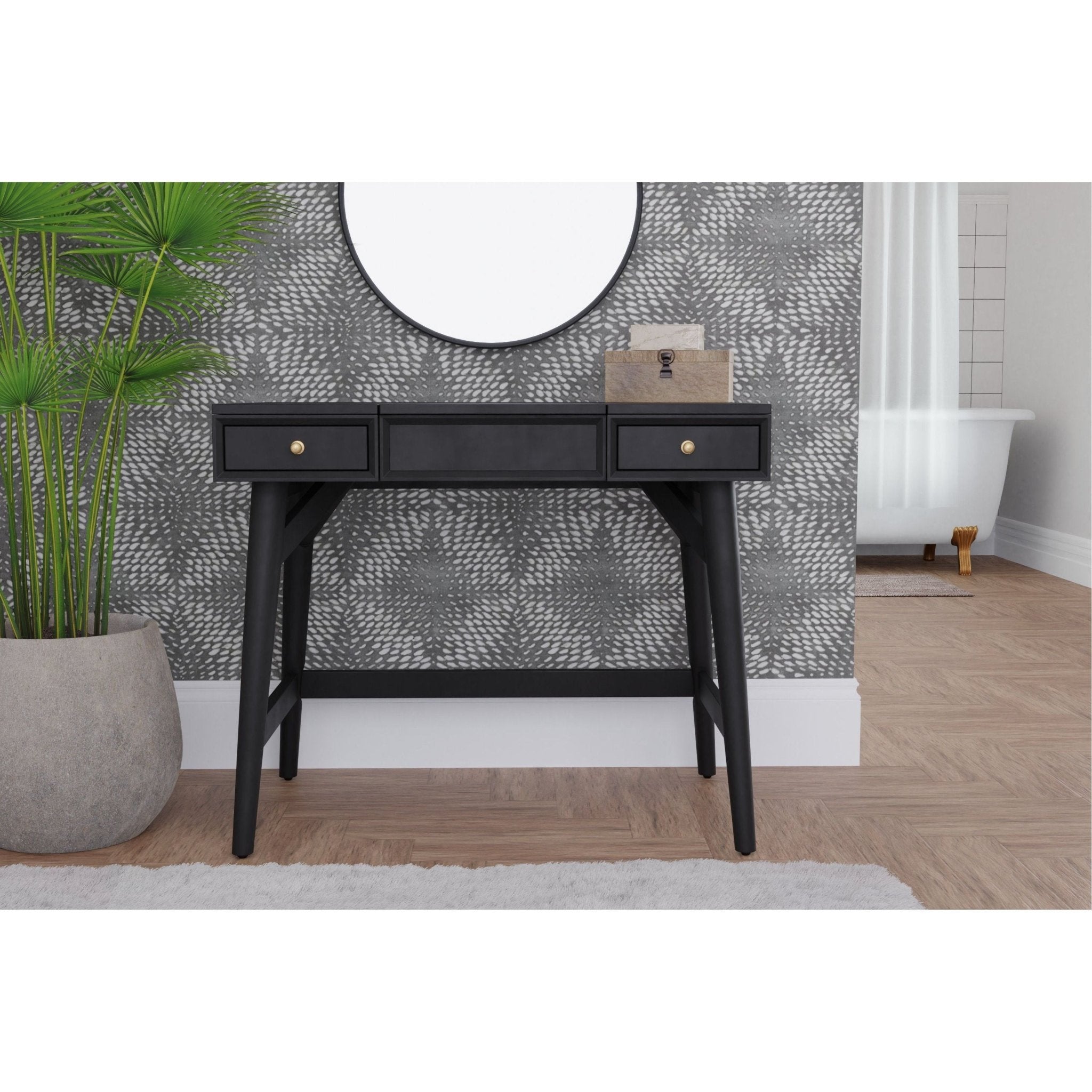 Tocador de dormitorio Flynn, color negro
