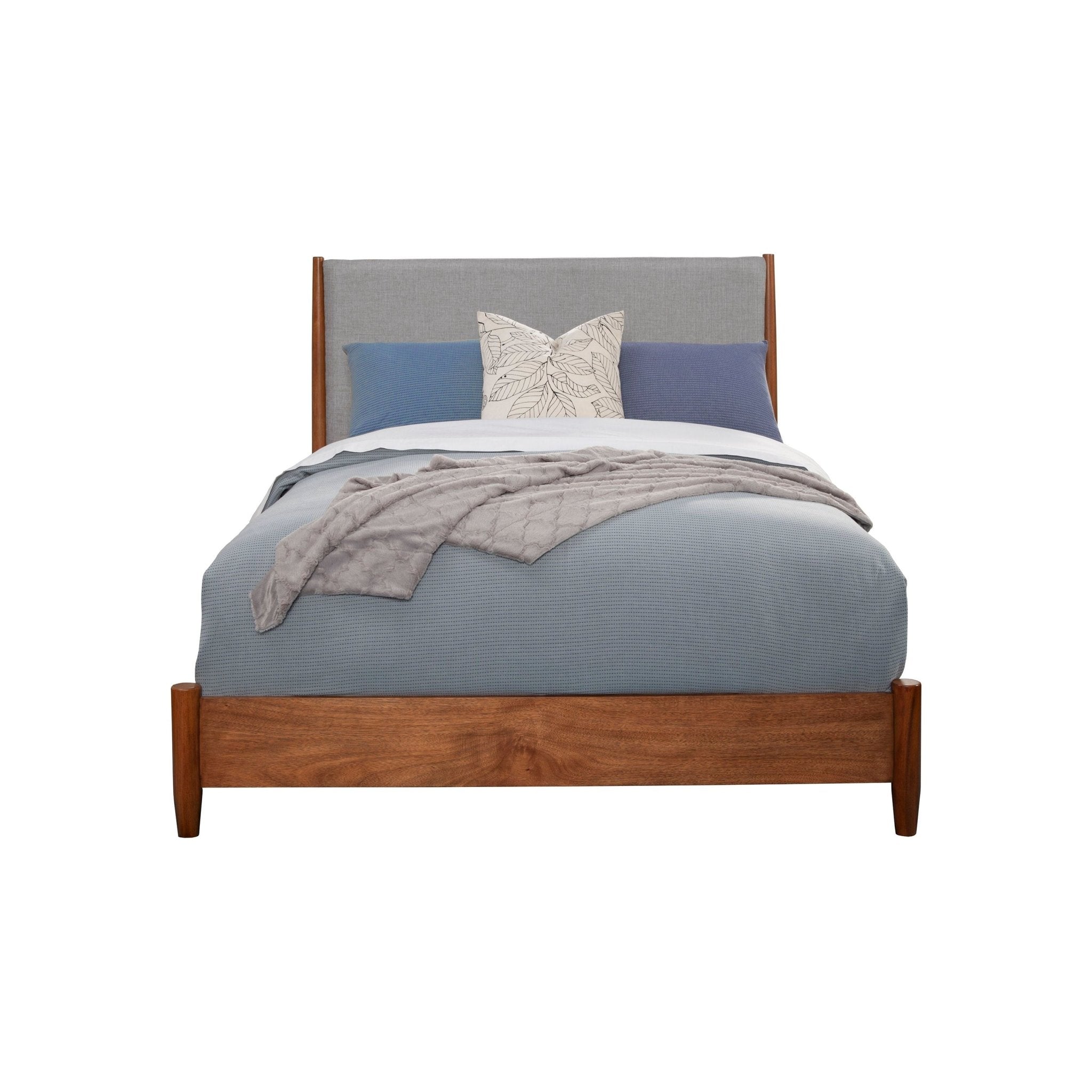 Cama con paneles Flynn, castaño/gris