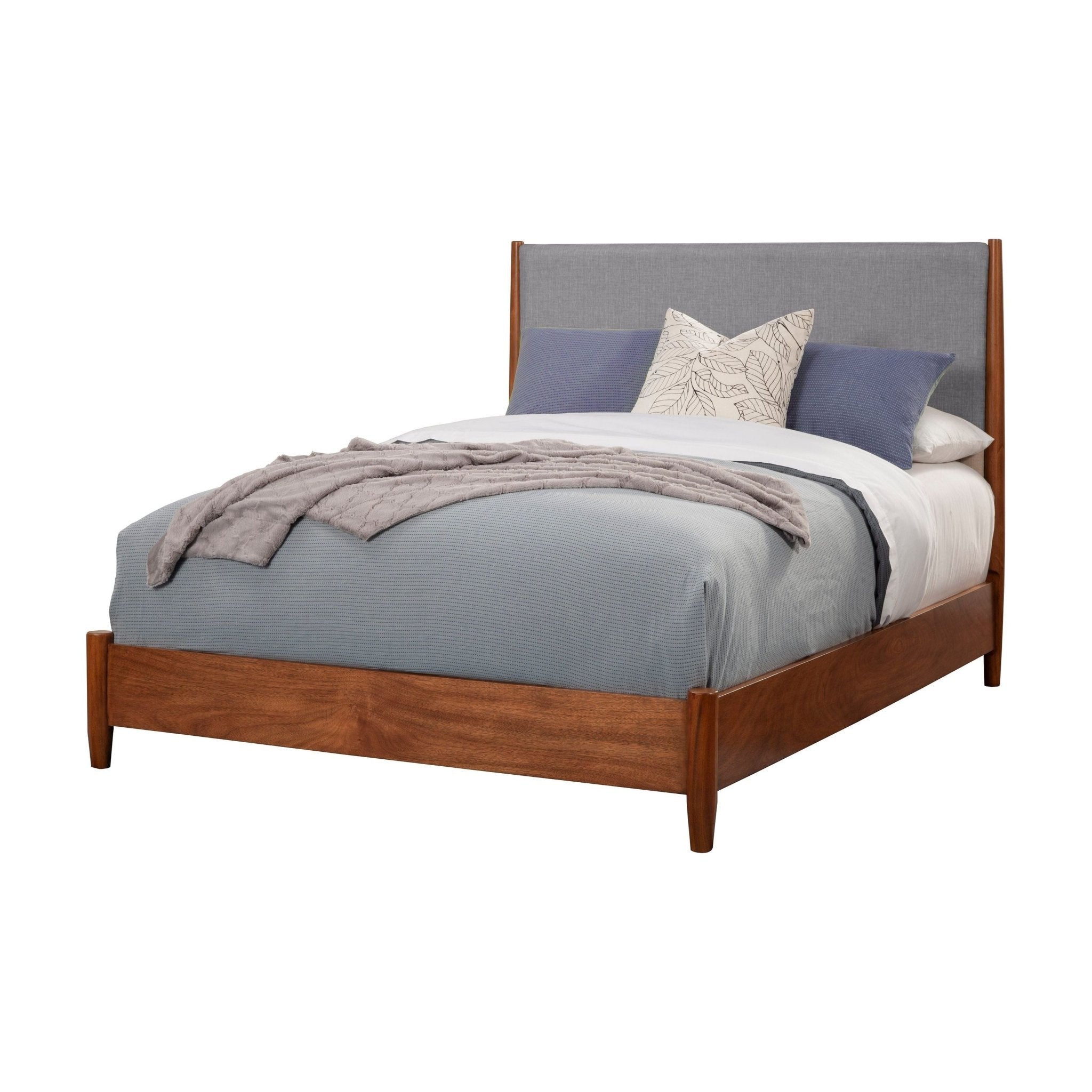 Cama con paneles Flynn, castaño/gris