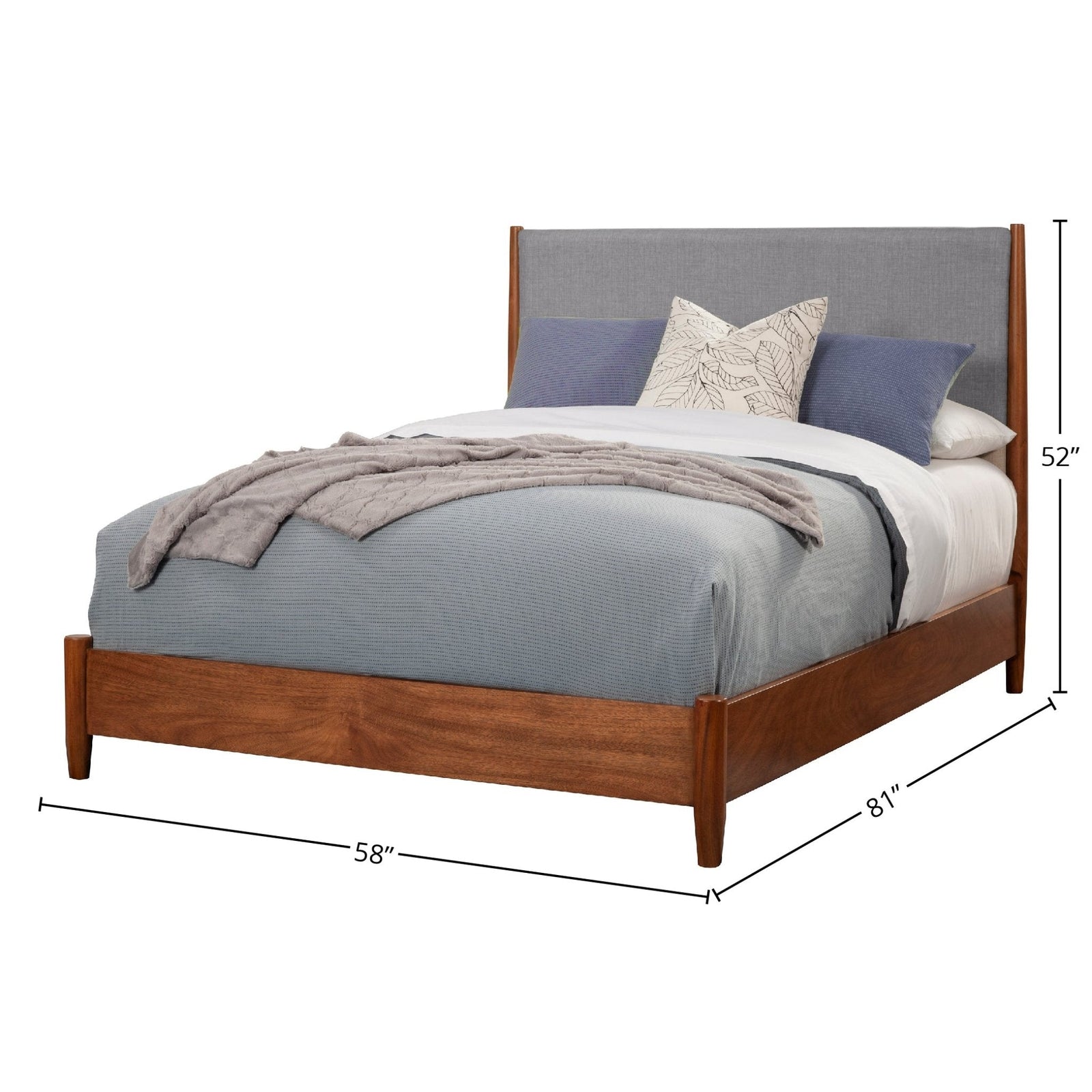 Cama con paneles Flynn, castaño/gris