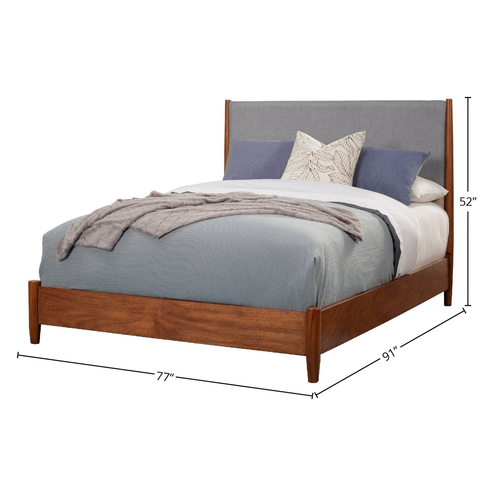Cama con paneles Flynn, castaño/gris