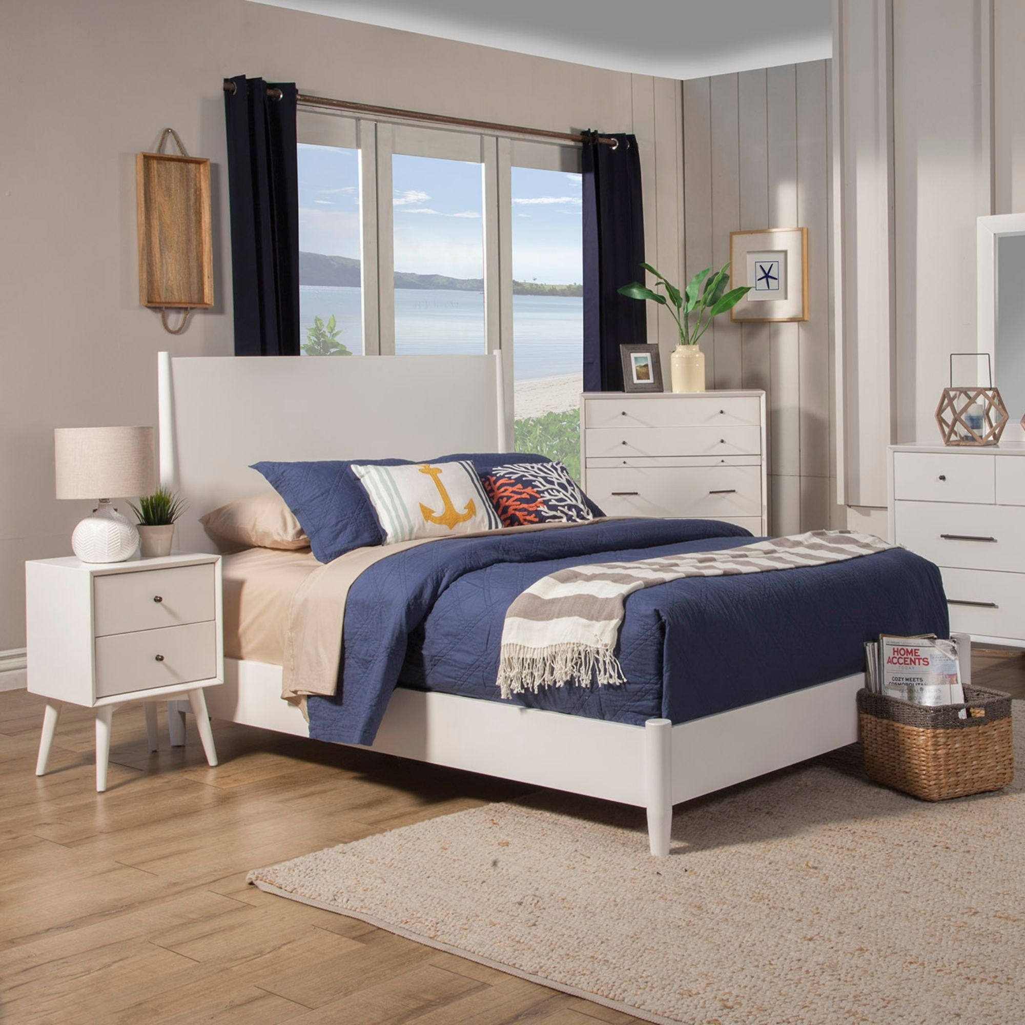 Cama con paneles Flynn, color blanco