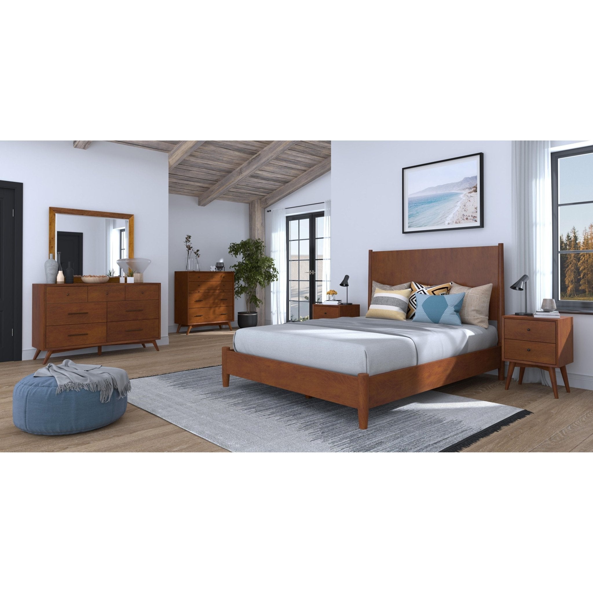 Cama de plataforma Flynn, color castaño