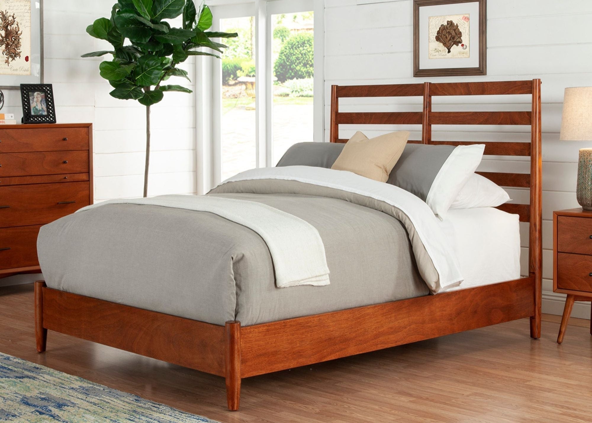 Cama retro Flynn, color castaño
