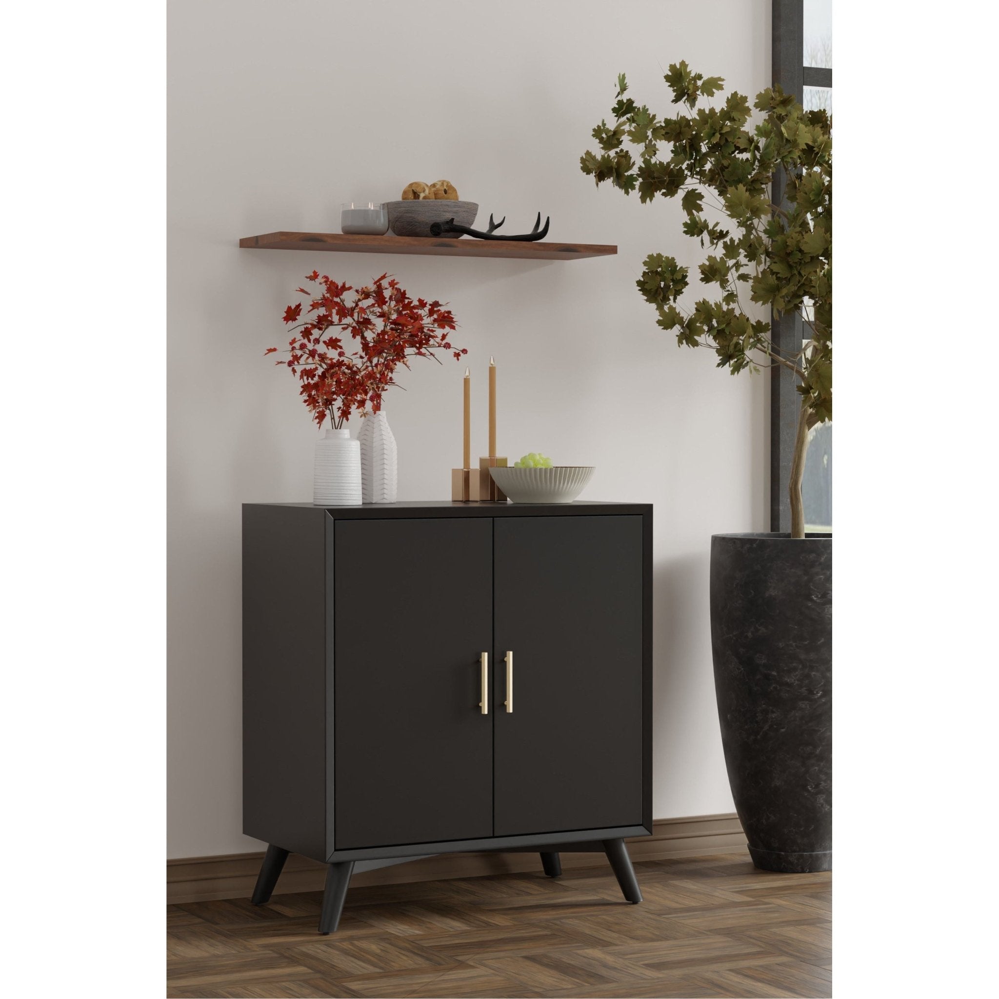 Mueble bar pequeño Flynn, color negro