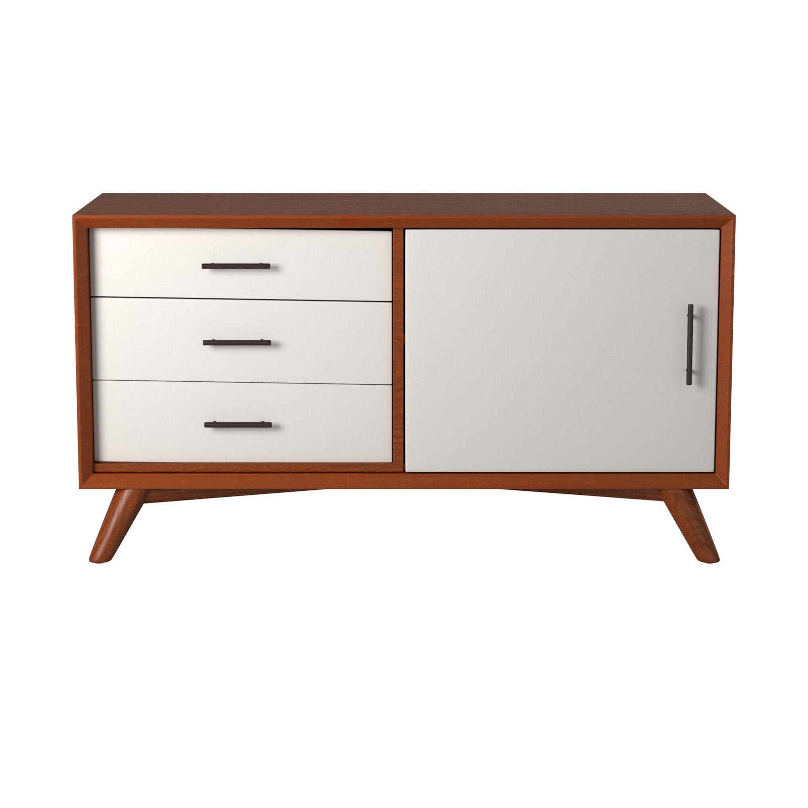 Consola de TV pequeña Flynn, color castaño/blanco