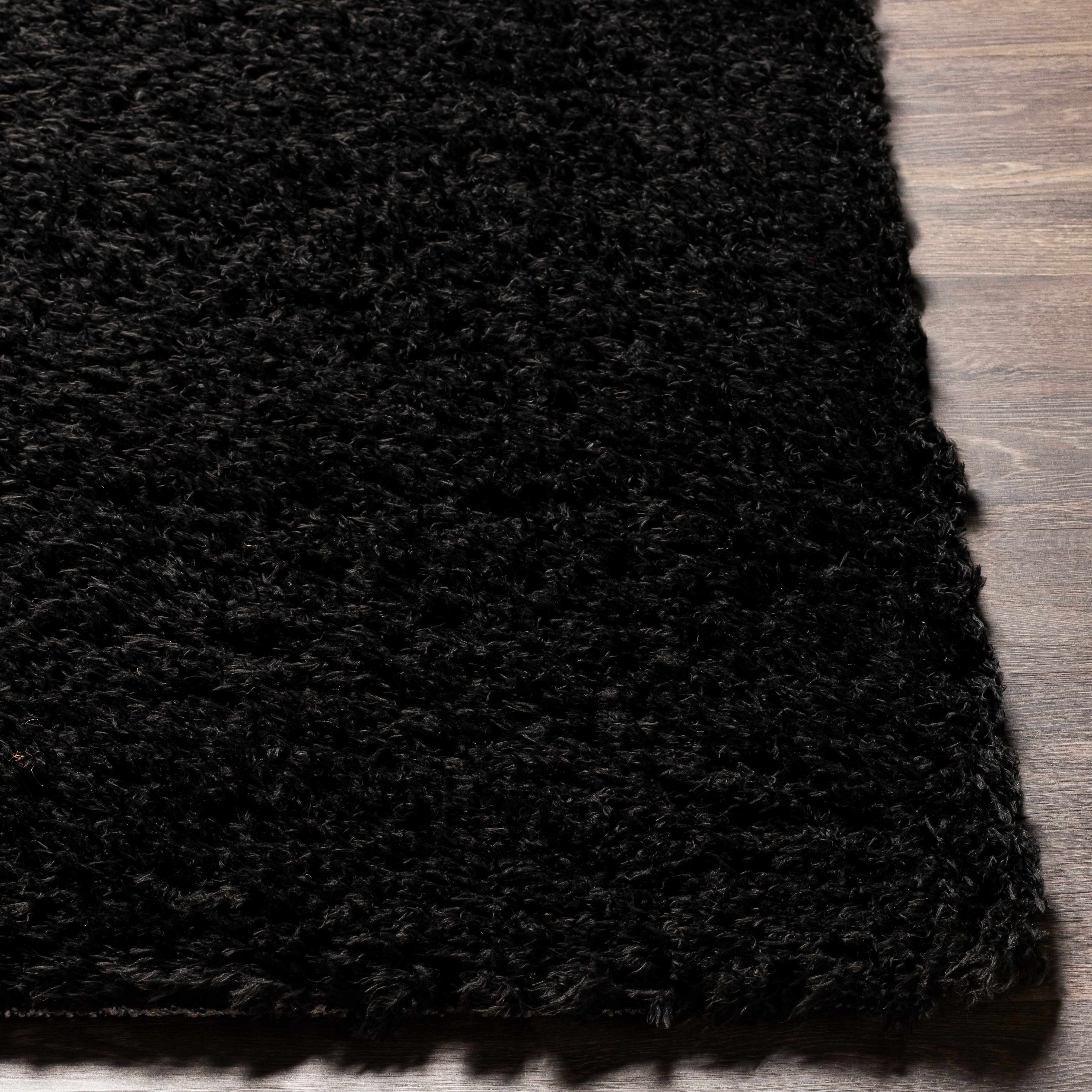 Alfombra peluda negra sólida Siari