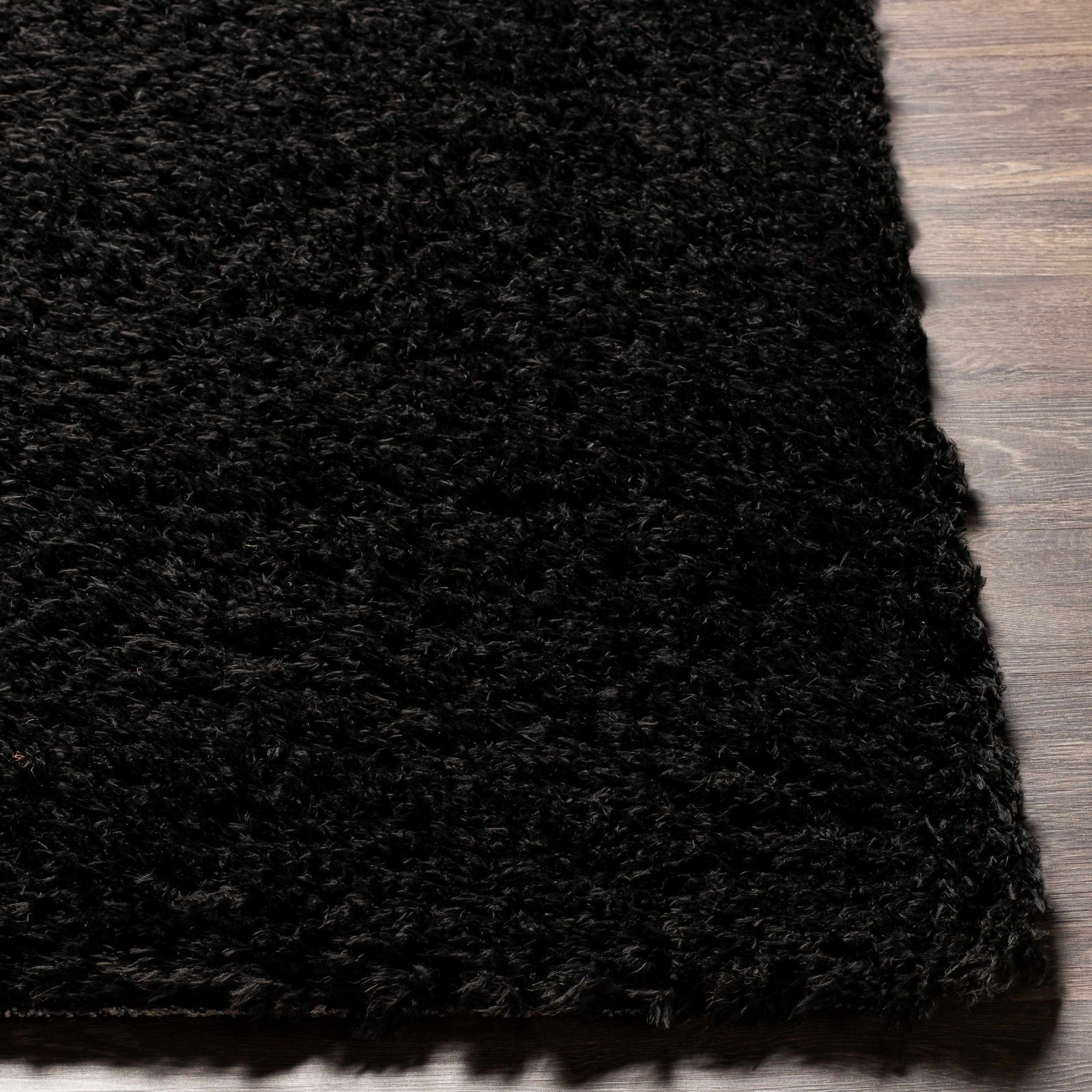 Alfombra peluda negra sólida Siari