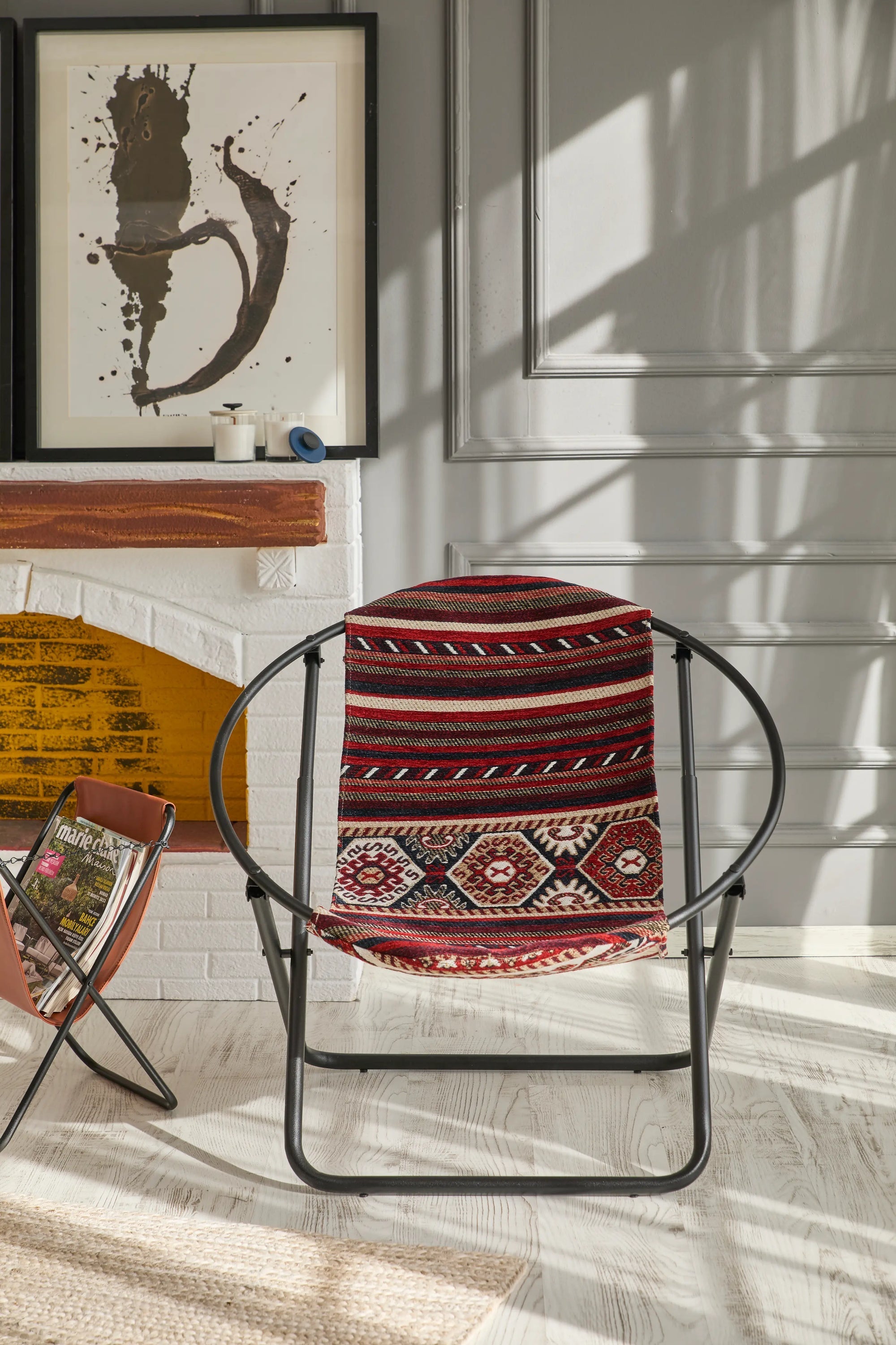 Silla plegable Kilim turca con estructura de metal