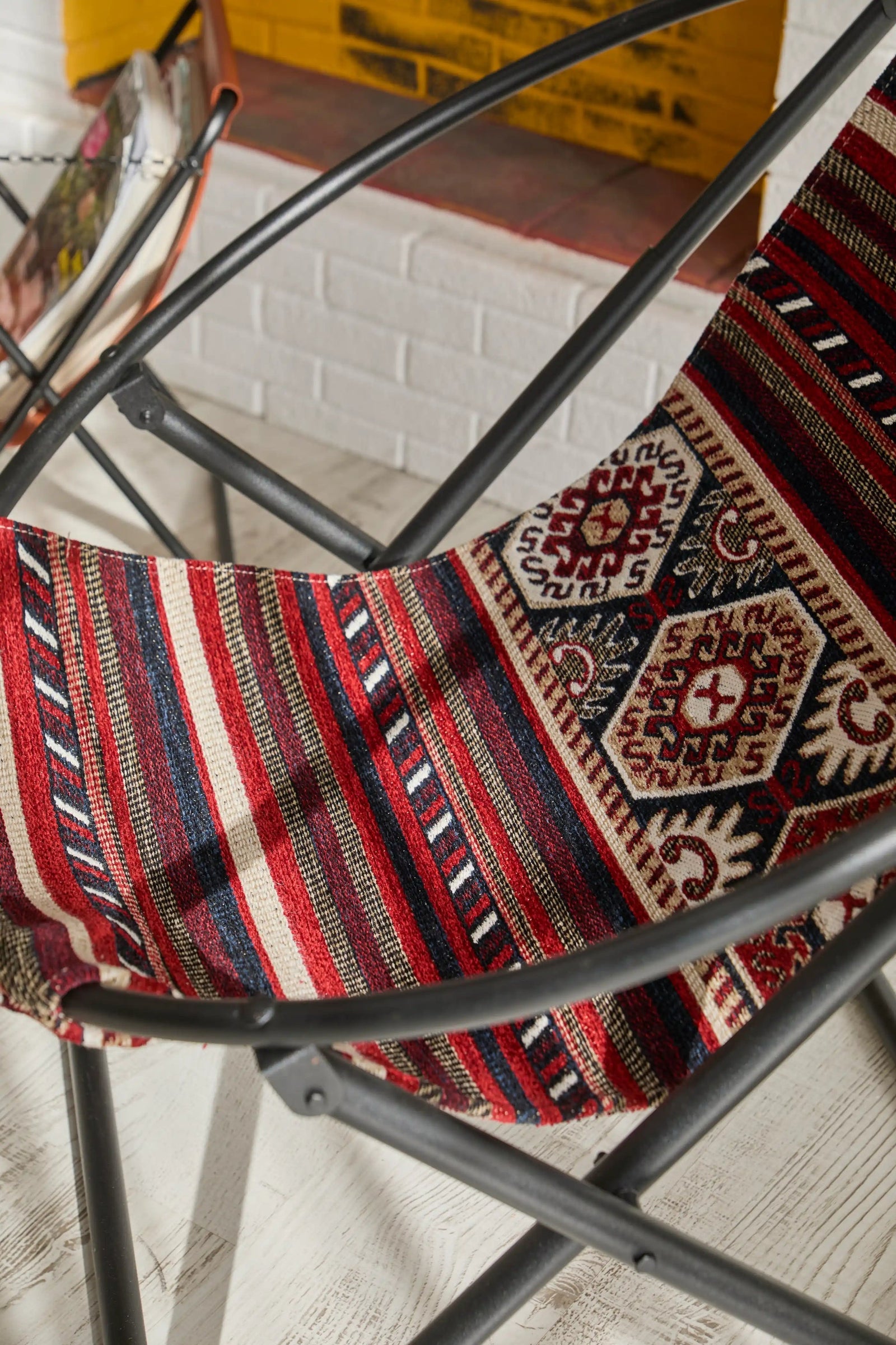 Silla plegable Kilim turca con estructura de metal