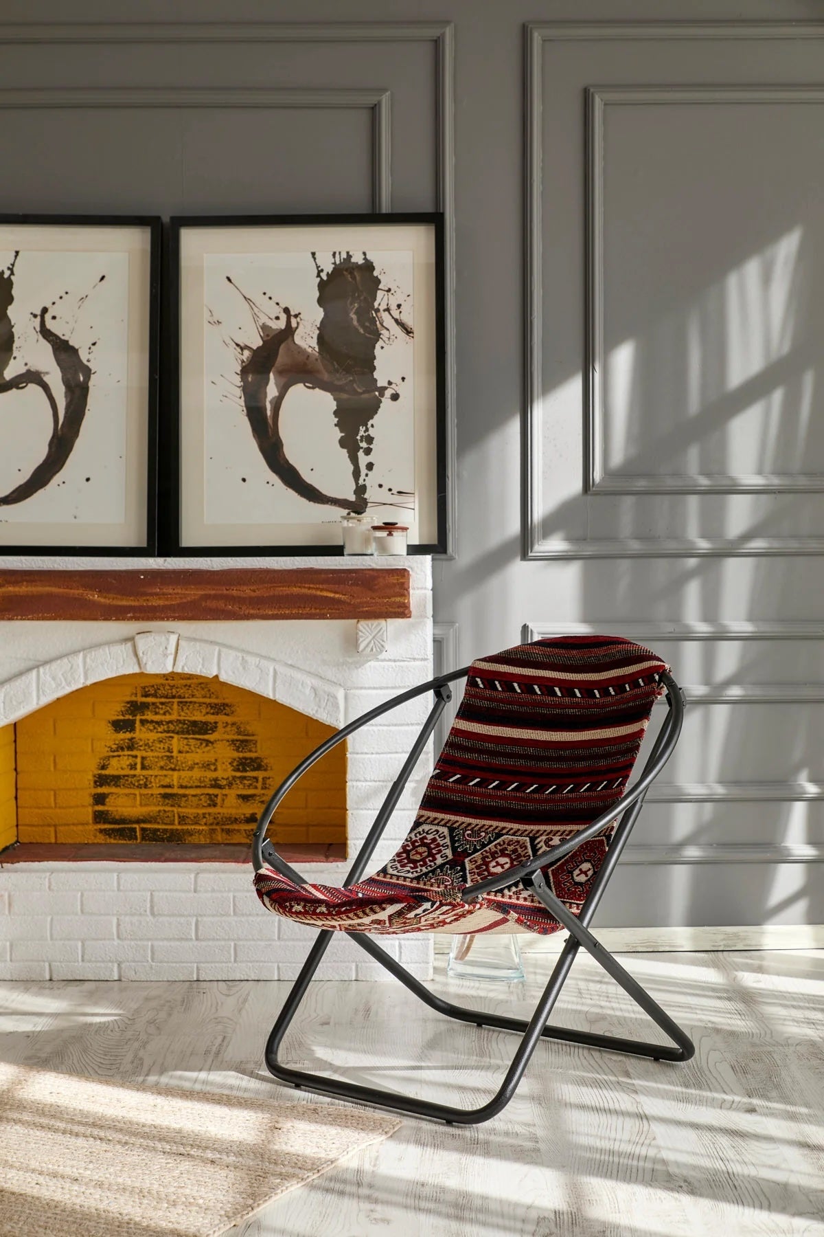 Silla plegable Kilim turca con estructura de metal