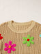 Beige Crochet Knit See-Through Tunic Top