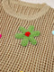 Crochet Knit Top with Colorful Flowers