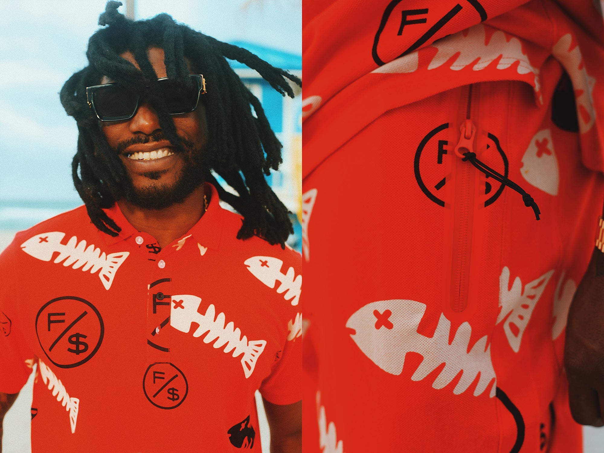 Fishscale Polo (Red) T Shirts