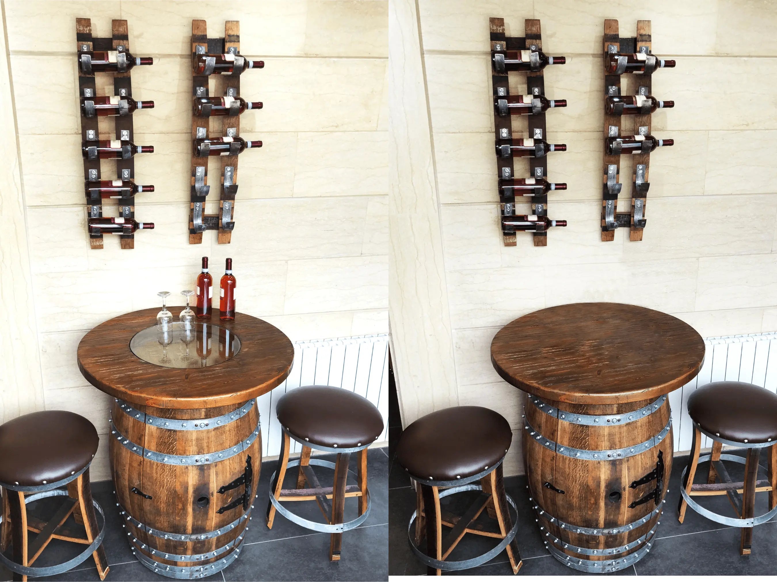Juego de bar de vino artesanal n.° 1: Bar de whisky y vino con mesa de bar y taburetes para decorar tu bar.