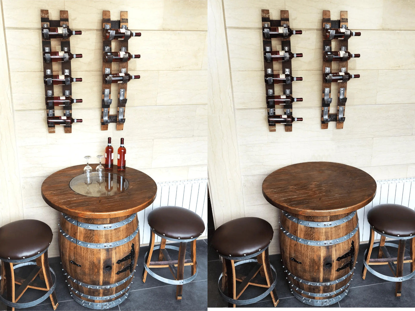 Juego de bar de vino artesanal n.° 1: Bar de whisky y vino con mesa de bar y taburetes para decorar tu bar.