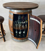 Juego de mesa de bar de roble, altura de mostrador, tablero de madera y vidrio, almacenamiento en gabinete, taburetes de bar, bar en casa, cueva de hombre - Hecho a mano en una empresa familiar