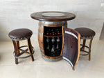 Juego de mesa de bar de roble, altura de mostrador, tablero de madera y vidrio, almacenamiento en gabinete, taburetes de bar, bar en casa, cueva de hombre - Hecho a mano en una empresa familiar