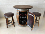 Juego de mesa de bar de roble, altura de mostrador, tablero de madera y vidrio, almacenamiento en gabinete, taburetes de bar, bar en casa, cueva de hombre - Hecho a mano en una empresa familiar