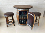 Juego de mesa de bar de roble, altura de mostrador, tablero de madera y vidrio, almacenamiento en gabinete, taburetes de bar, bar en casa, cueva de hombre - Hecho a mano en una empresa familiar