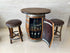 Juego de mesa de bar de roble, altura de mostrador, tablero de madera y vidrio, almacenamiento en gabinete, taburetes de bar, bar en casa, cueva de hombre - Hecho a mano en una empresa familiar
