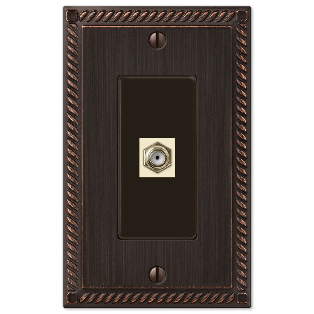Placa de pared con conector para cable, fundición de bronce envejecido de estilo georgiano