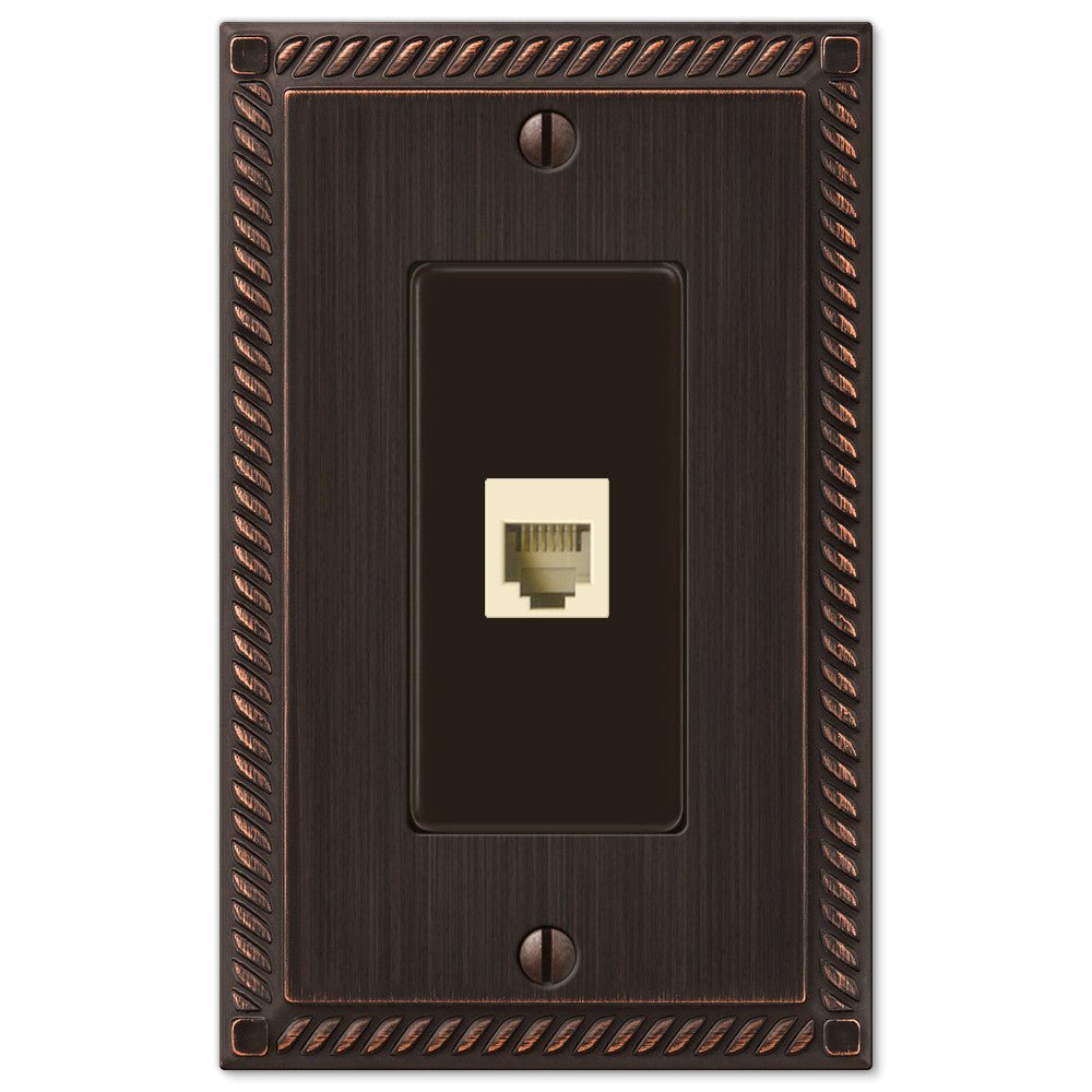Placa de pared con toma de teléfono, fundición de bronce envejecido de estilo georgiano