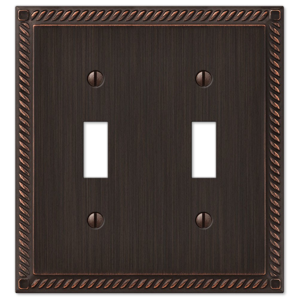 Georgian Aged Bronze Cast - 2 Toggle Wallplate