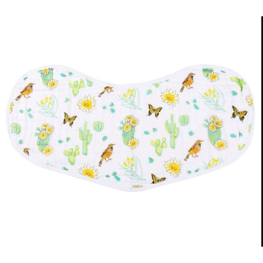 Conjunto de regalo: manta de muselina para bebé Cactus Blossom y babero/eructo combinado