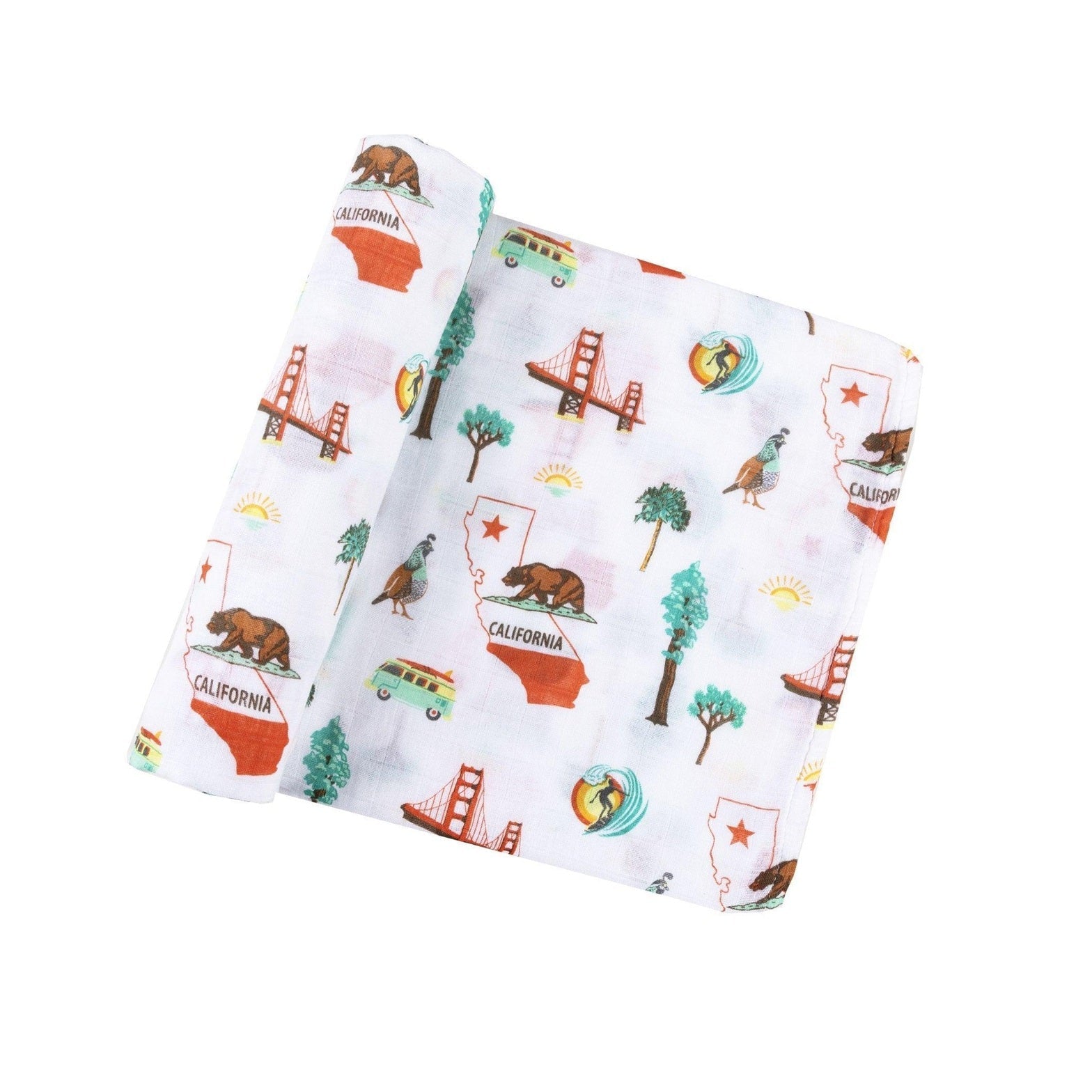 Conjunto de regalo: manta de muselina para envolver al bebé y paño eructador/babero combinados de California Baby