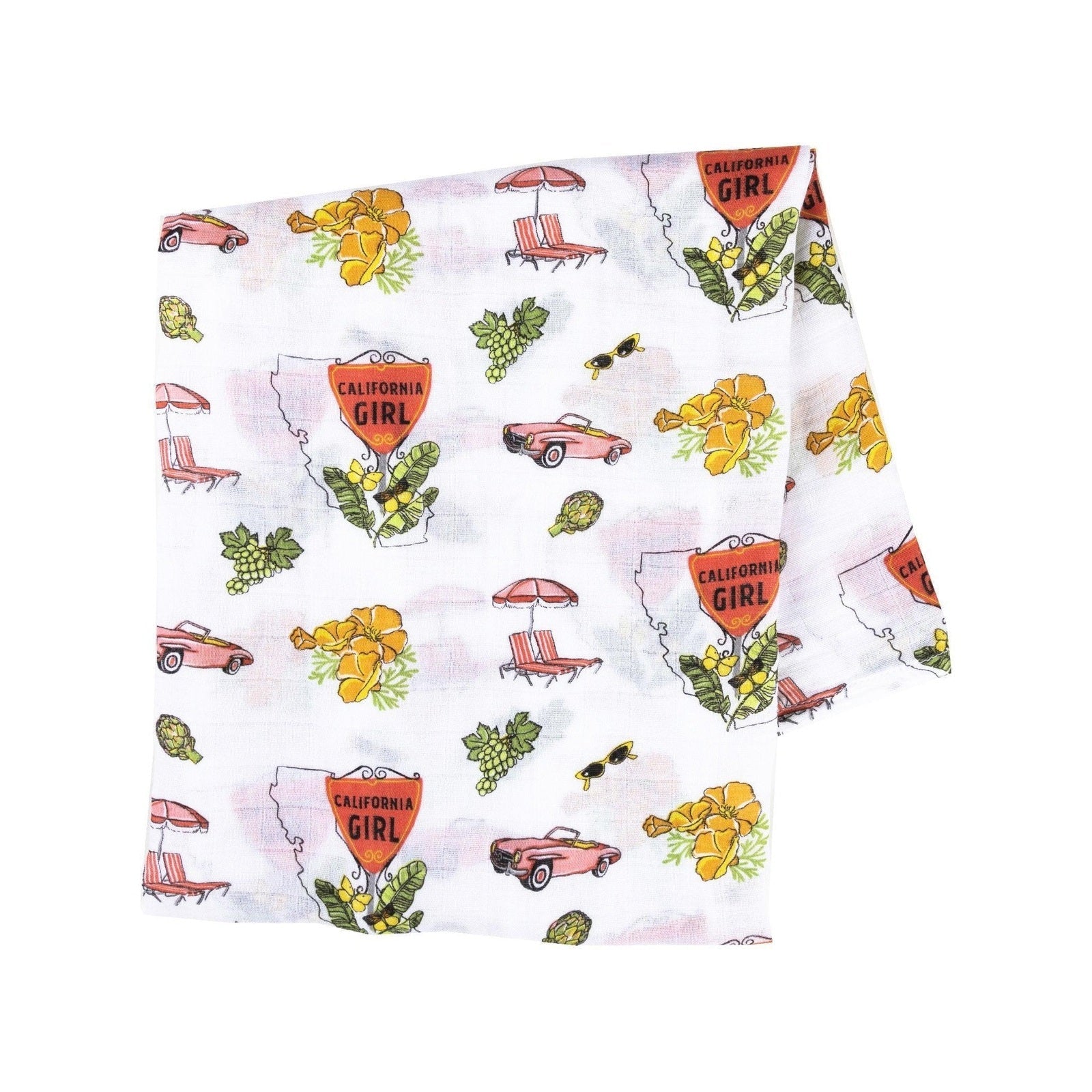 Conjunto de regalo: manta de muselina para envolver al bebé y paño para eructar/babero combinados de California Girl