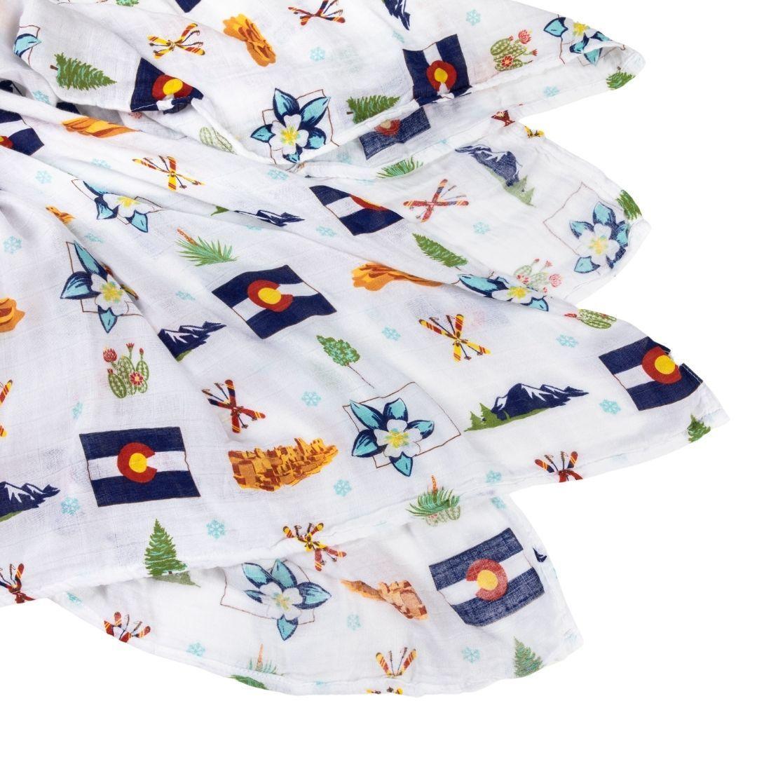 Conjunto de regalo: manta de muselina para envolver al bebé y paño eructador/babero combinados de Colorado Baby