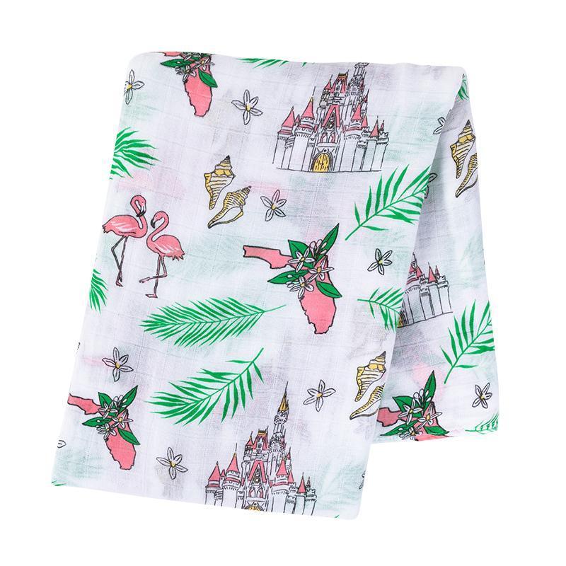 Conjunto de regalo: manta de muselina para envolver al bebé y paño eructador/babero combinados de Florida Baby (floral)