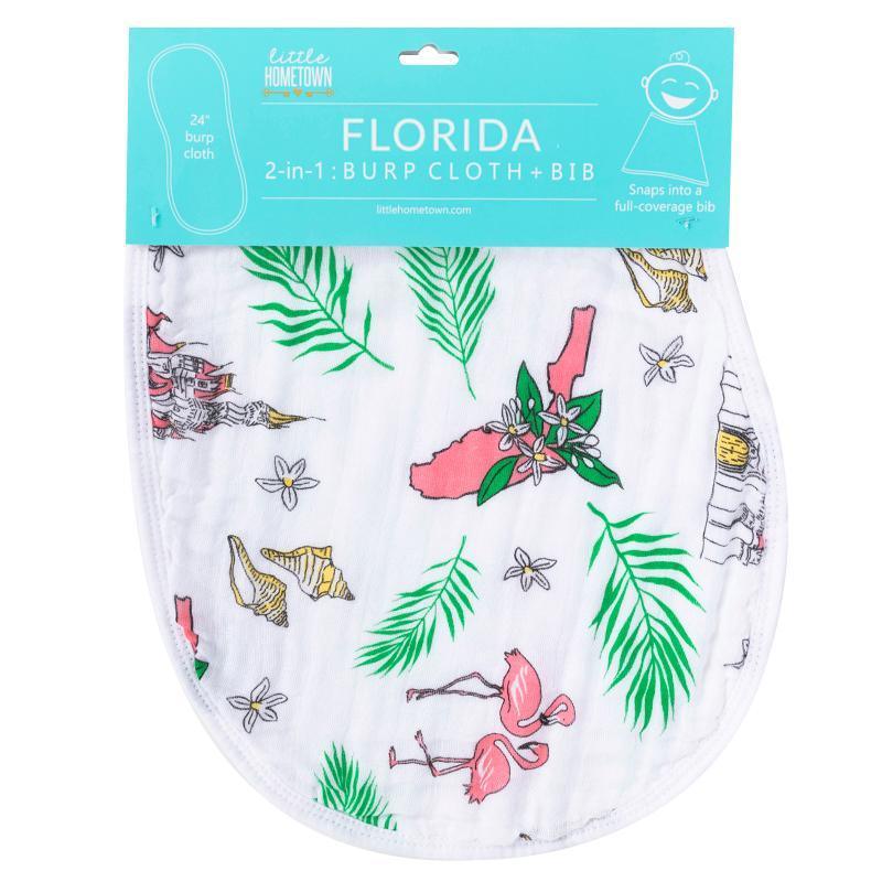Conjunto de regalo: manta de muselina para envolver al bebé y paño eructador/babero combinados de Florida Baby (floral)