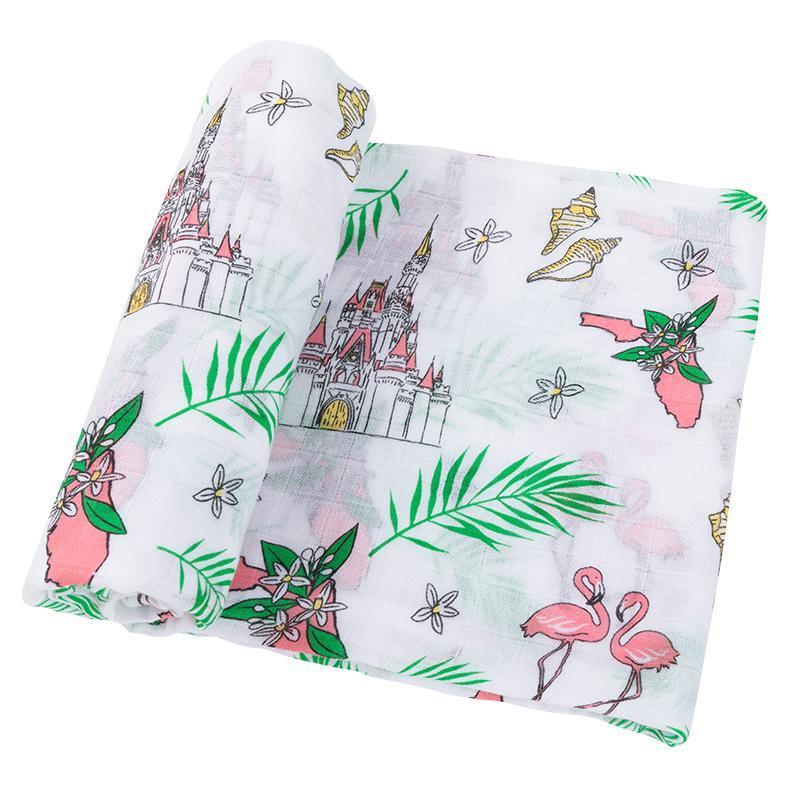 Conjunto de regalo: manta de muselina para envolver al bebé y paño eructador/babero combinados de Florida Baby (floral)