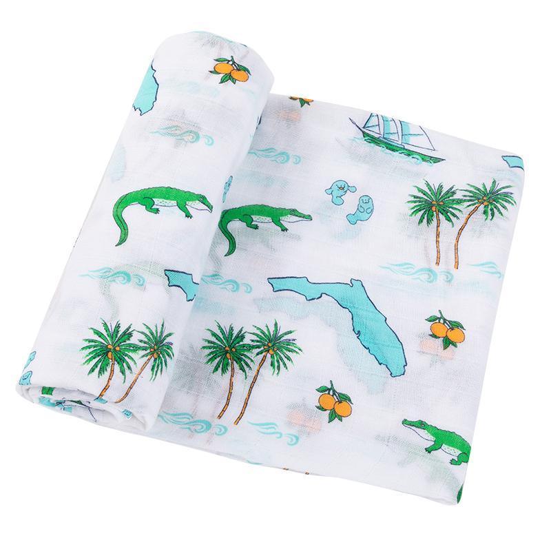 Conjunto de regalo: manta de muselina para envolver al bebé y paño eructador/babero combinados de Florida Baby