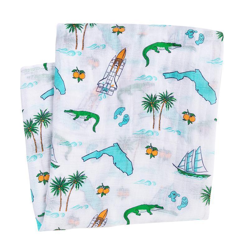 Conjunto de regalo: manta de muselina para envolver al bebé y paño eructador/babero combinados de Florida Baby