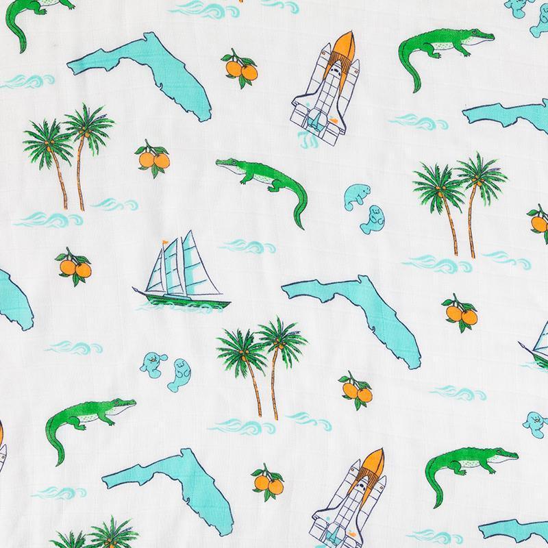 Conjunto de regalo: manta de muselina para envolver al bebé y paño eructador/babero combinados de Florida Baby