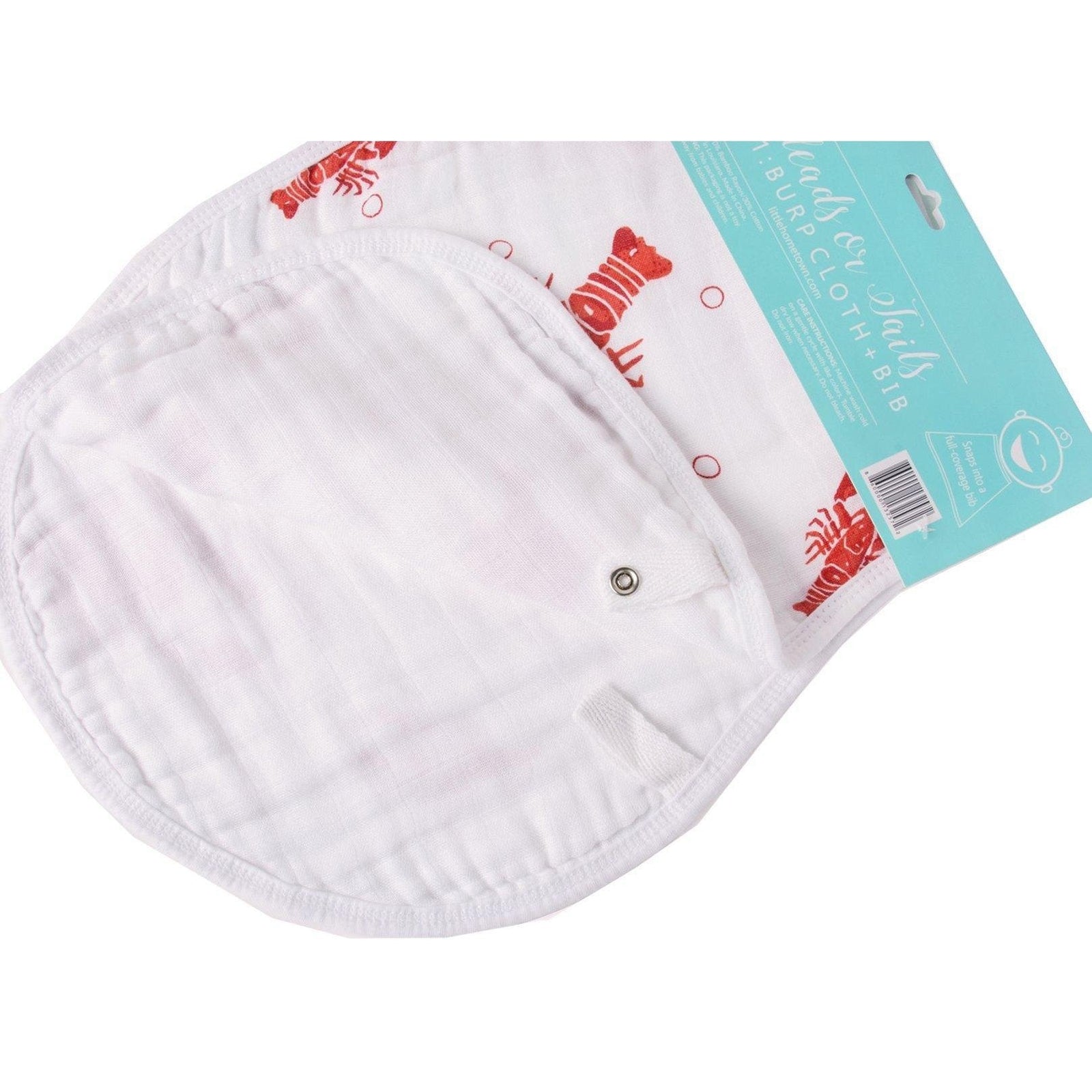 Conjunto de regalo: manta de muselina para bebé con cabezas, colas, cangrejos y langostas, y babero/paño para eructar combinado