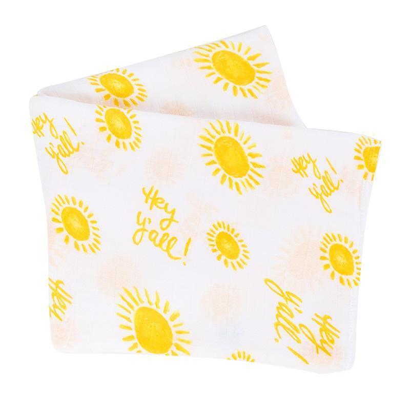 Conjunto de regalo: manta de muselina para envolver al bebé Hey Y'all y paño eructador/babero combinado