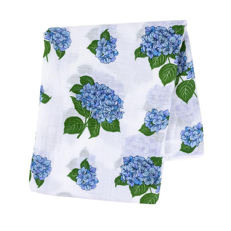 Conjunto de regalo: manta de muselina para bebé con hortensias y babero/paño para eructar combinado